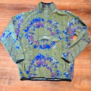 Vintage Autumn International Women's Green and Blue Tie-Dye Pullover Sweatshirt